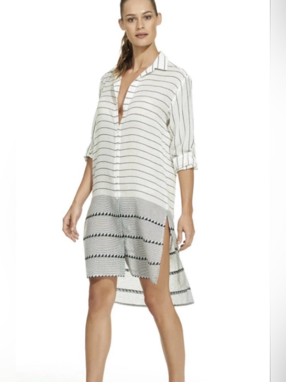 VIX Paula Hermanny Coverup Shirt Dress Stripes Sz. S